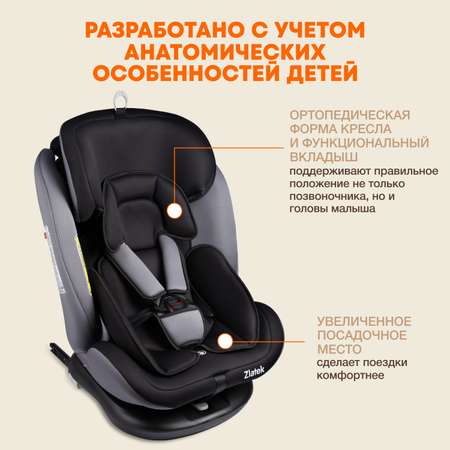 Автомобильное кресло ZLATEK УУД Zlatek Cruiser Isofix гр. 0+/I/II/III серый черный