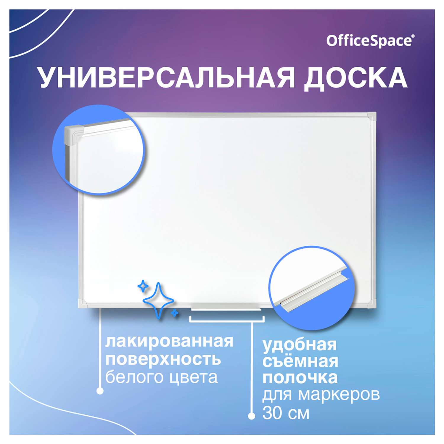 Доска OfficeSpace магнитно-маркерная алюминиевая рамка - фото 4