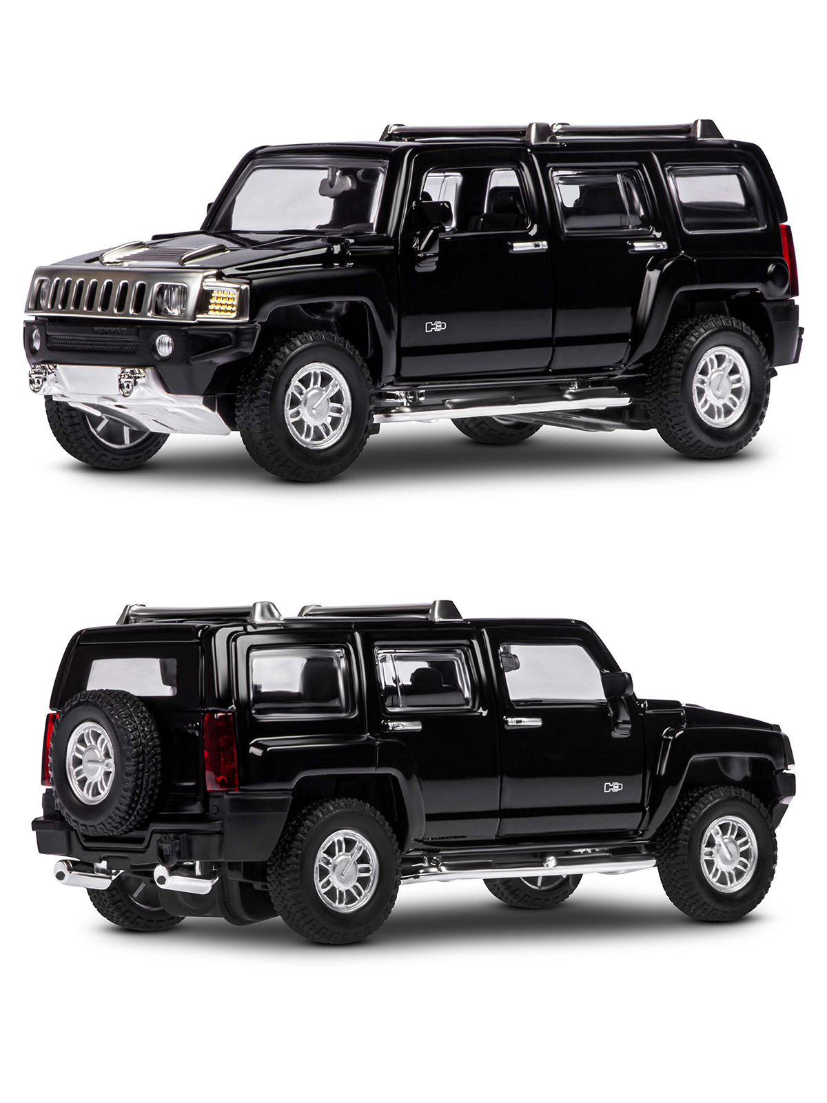 Внедорожник АВТОпанорама Hummer 1:32 инерционный черный JB1251156 - фото 6