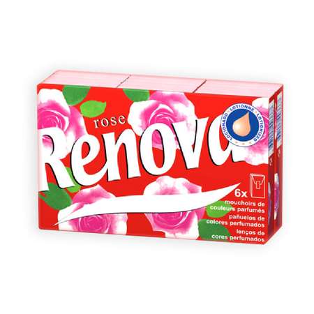 Бумажные платочки Renova Flore Rose 4 слоя 6 шт