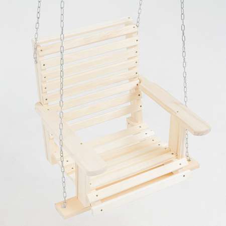 Кресло Добропаровъ большое подвесное на цепи деревянное сиденье 50×65см