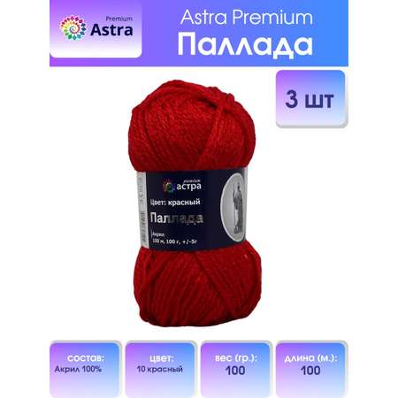 Пряжа Astra Premium Паллада акриловая 100 г 100 м 10 красный 3 мотка