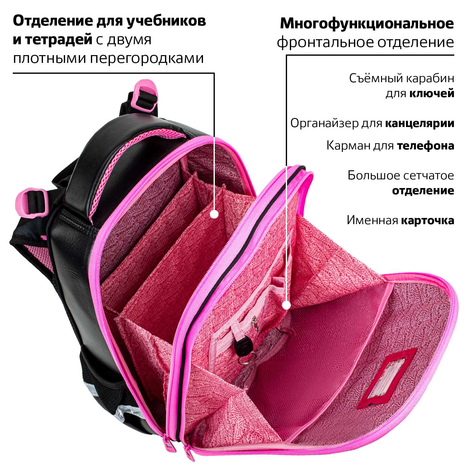 Рюкзак школьный Brauberg для девочки детский в 1 класс - фото 9