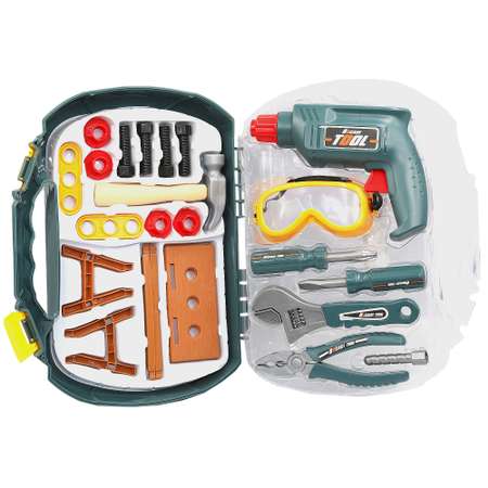 Игровой набор Инструментов SHARKTOYS в чемоданчике с шуруповертом 24 предмета