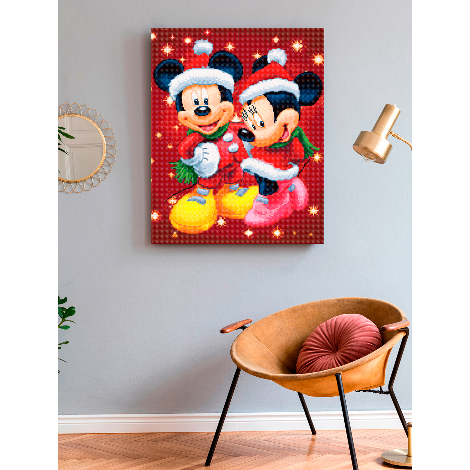 Алмазная мозаика Art on Canvas Новогодние Микки и Мини холст на подрамнике 40*50 - фото 3