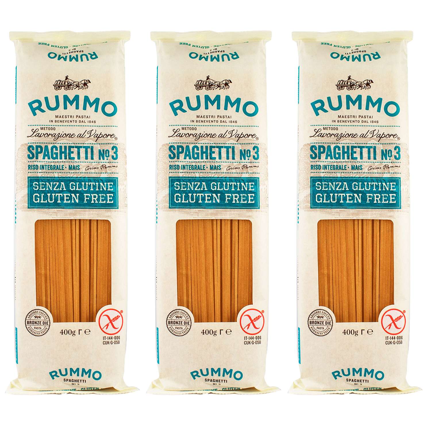 Макароны Rummo паста спагетти без глютена упаковка из 3-х пачек n.3 3x400 г - фото 1