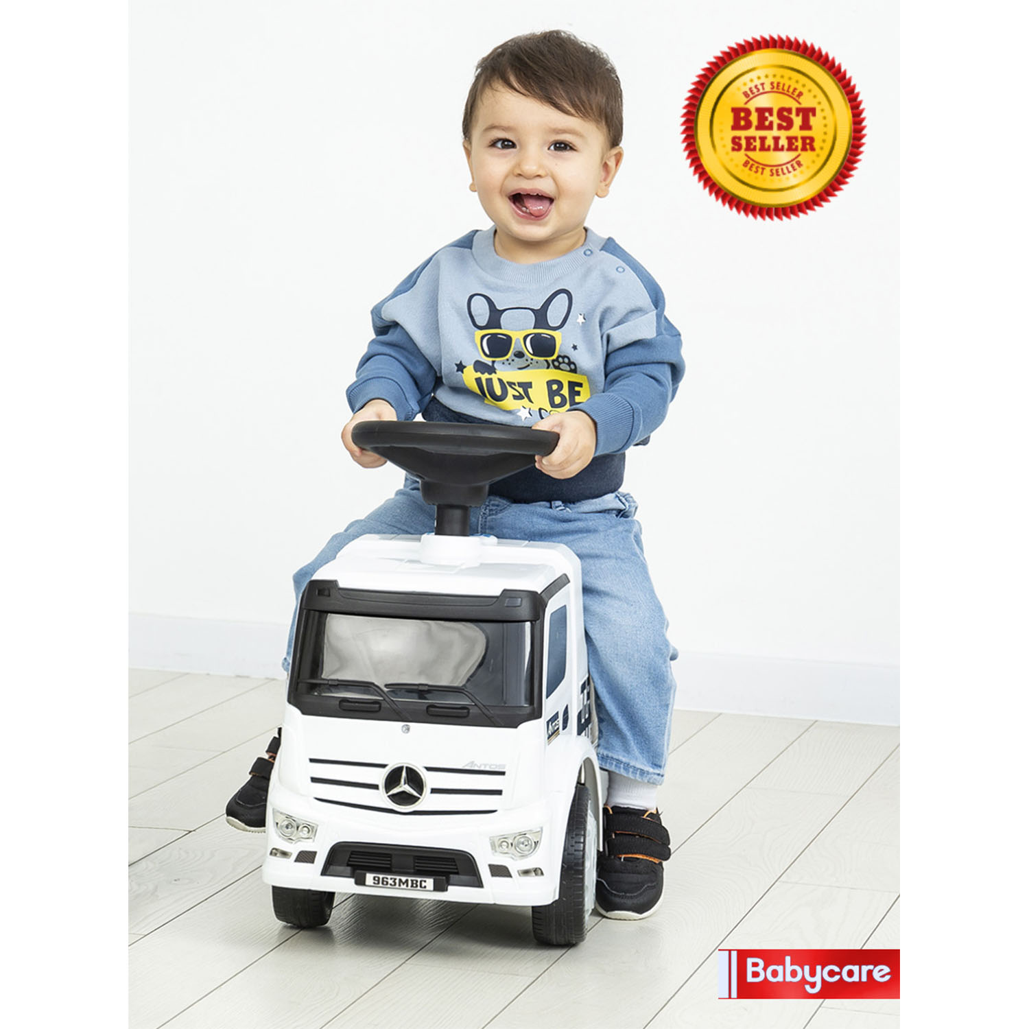 Каталка BabyCare Mercedes-Benz Antos кожаное сиденье белый - фото 3