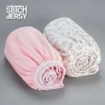 Простынь на резинке 120х60 Mrs.Stretch Mr.Jersy ясельная трикотажная натяжная 2 шт цвет розовый горох/коричневые зайцы