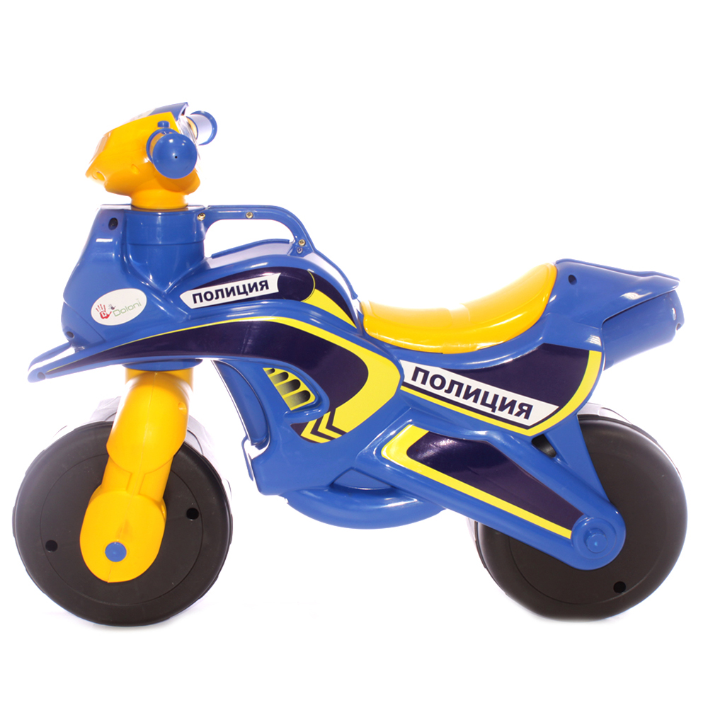Мотоцикл-каталка Полиция Doloni без музыки сине-желтый - фото 3