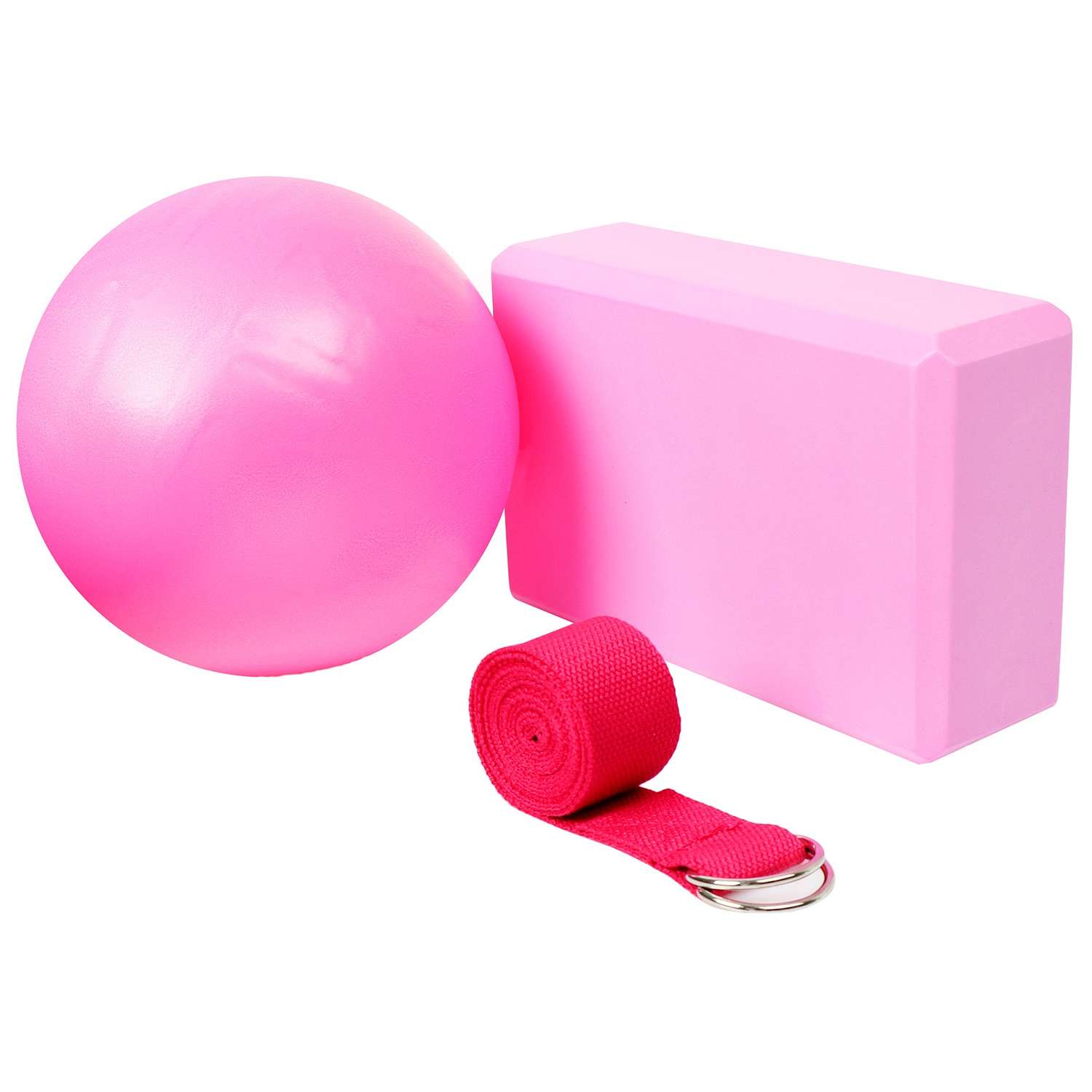 Набор Sangh для йоги (блок+ремень+мяч). цвет розовый - фото 1