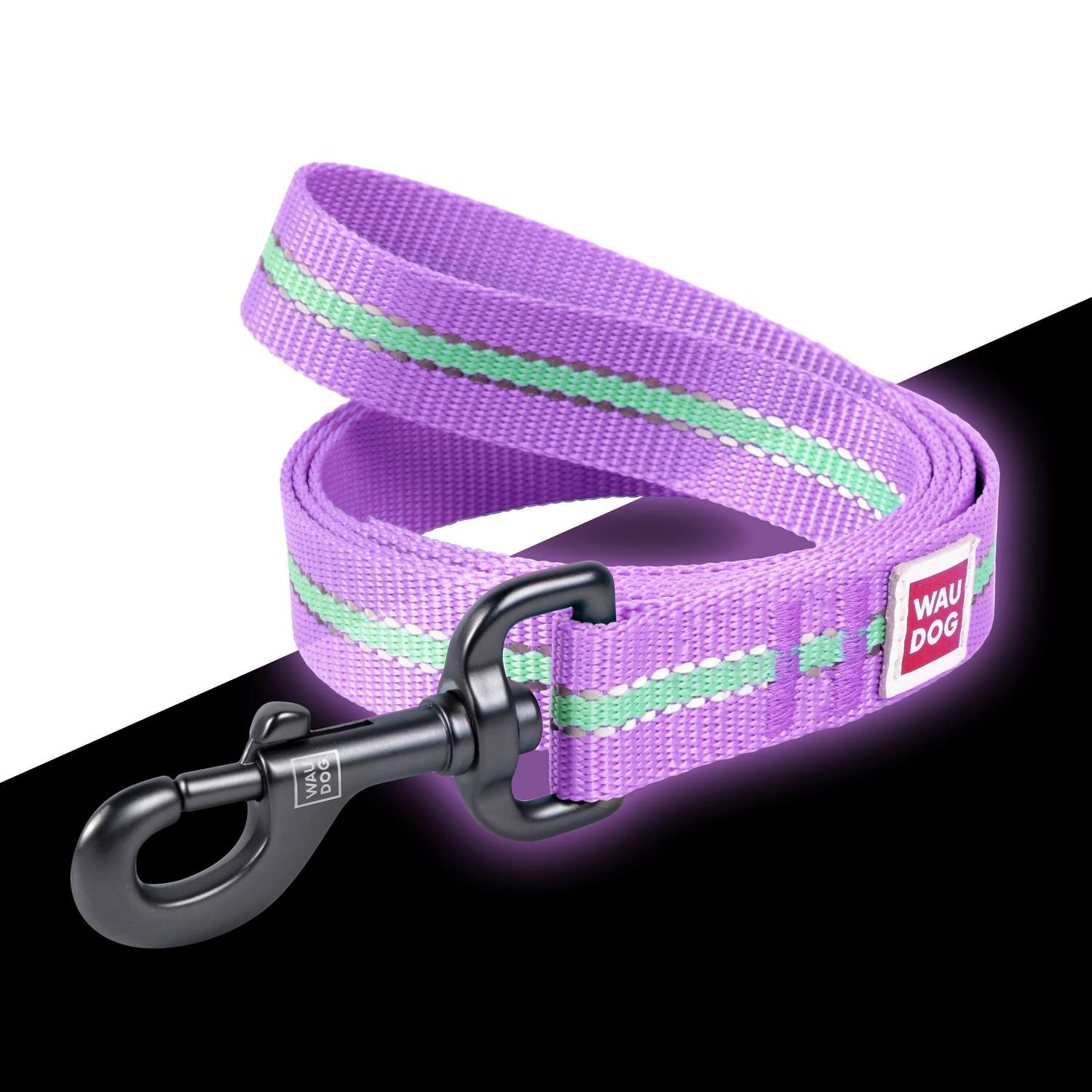Поводок для собак Waudog Nylon светящийся большой Фиолетовый - фото 4