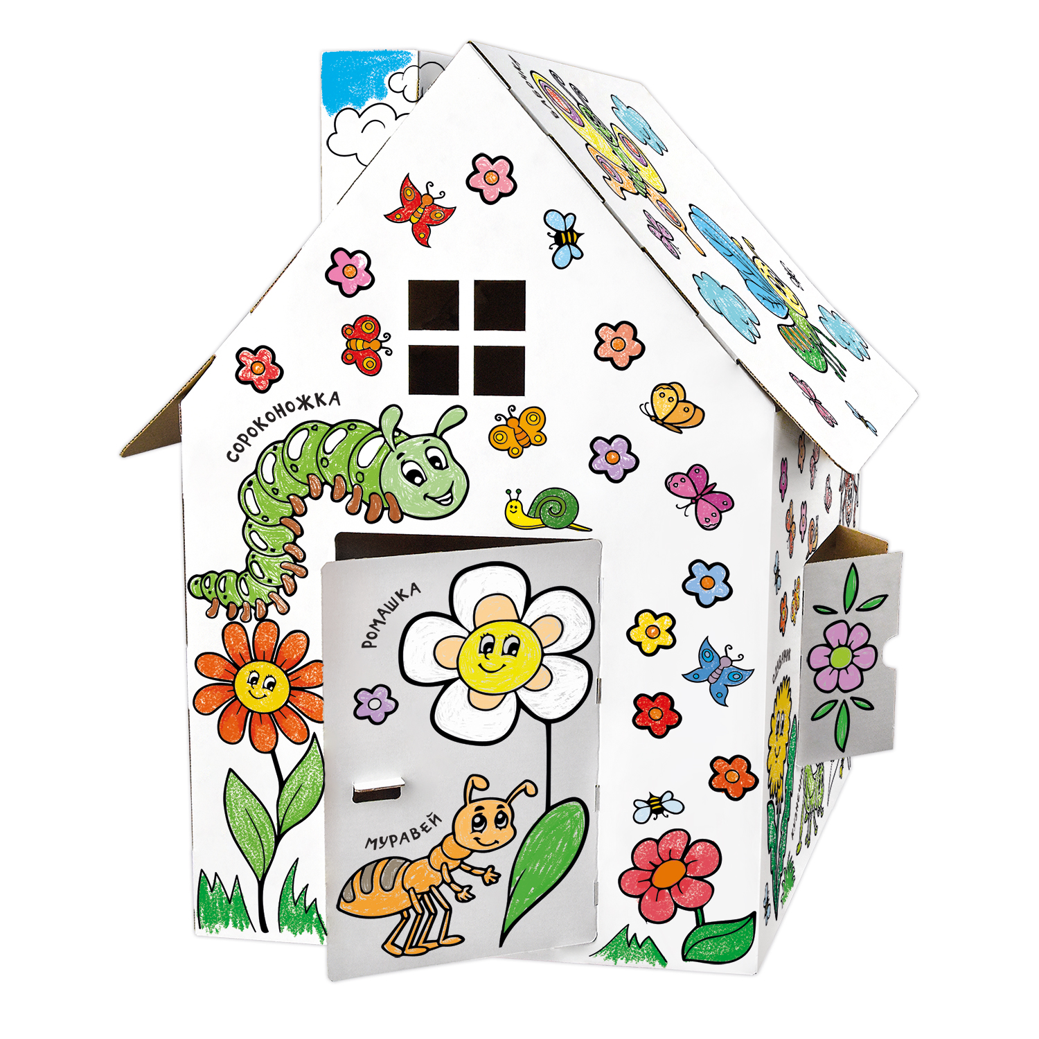 Картонный дом-раскраска PREZENT НАСЕКОМЫЕ КДР-005 - фото 1
