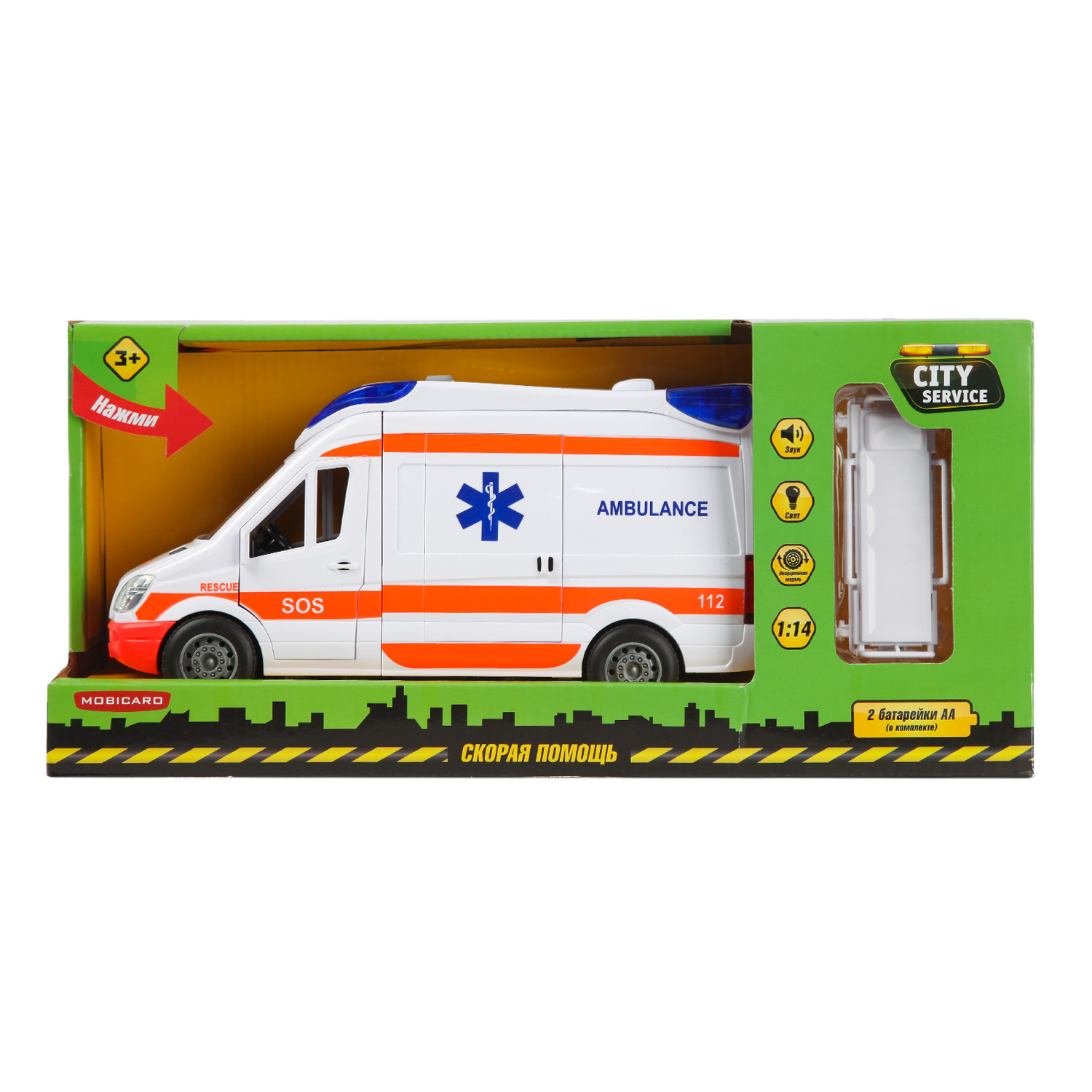 Машинка Mobicaro 1:14 Скорая 666-10P 666-10P - фото 8