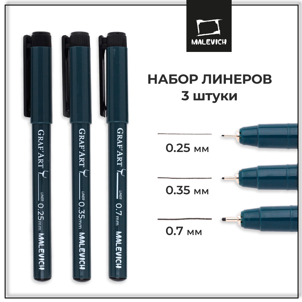 Капиллярные ручки Малевичъ Комплект GrafArt №4 01 03 08 - фото 1