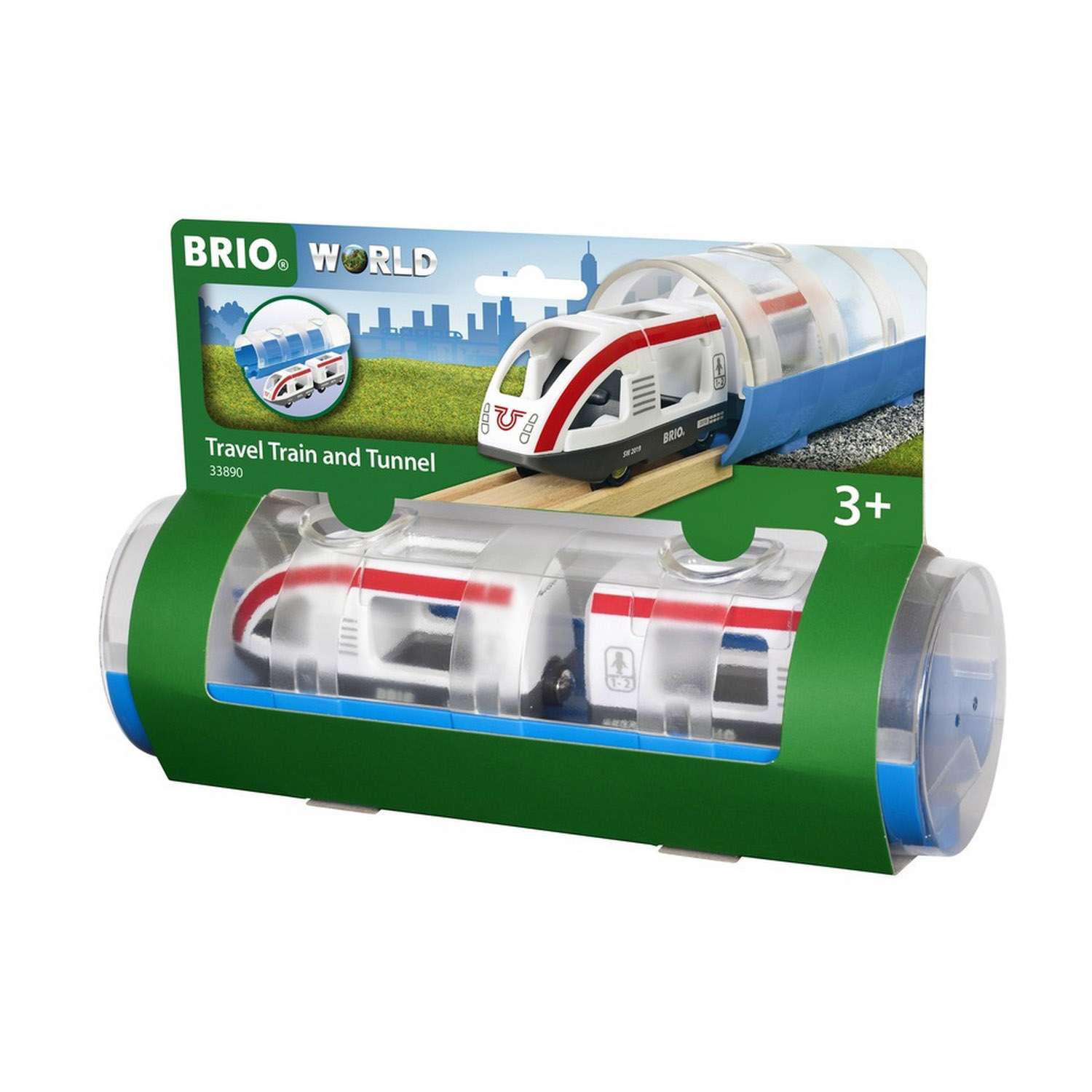 Железная дорога деревянная BRIO поезд электричка и туннель 3 элемента - фото 3
