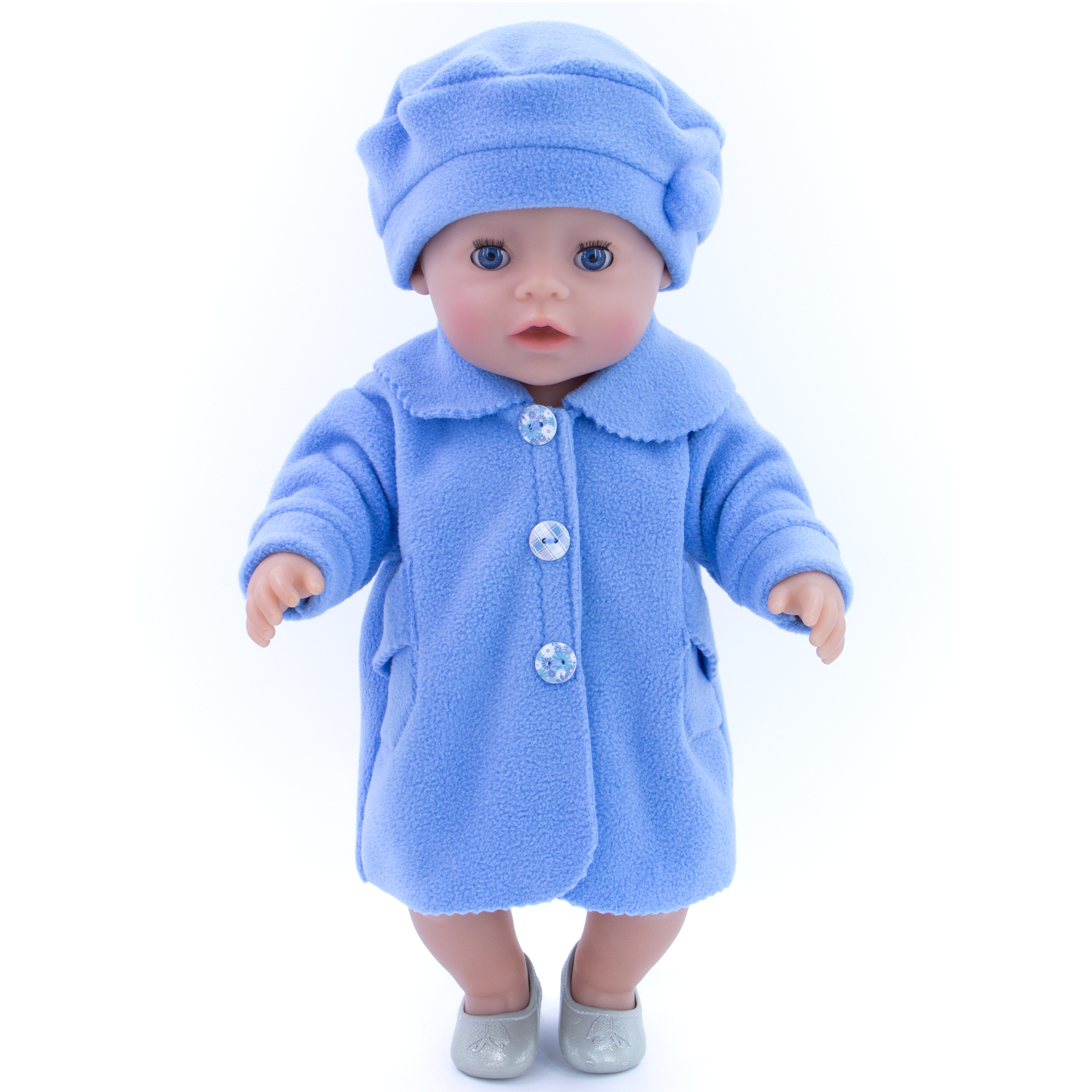 Комплект одежды Модница Пальто с беретом для пупса 43-48 см 6119 голубой 6119голубой - фото 1