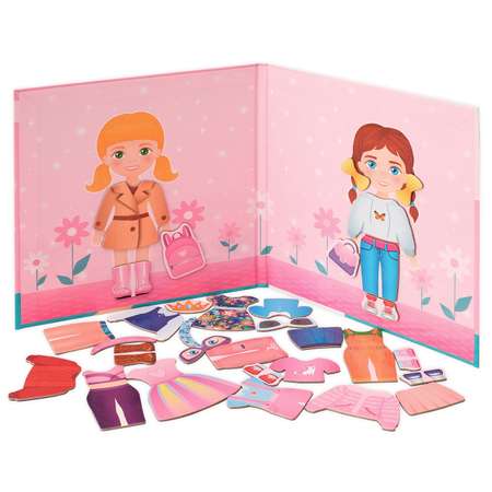 Развивающая магнитная игра Бигр Кукла Агата и Алиса одевашка УД73