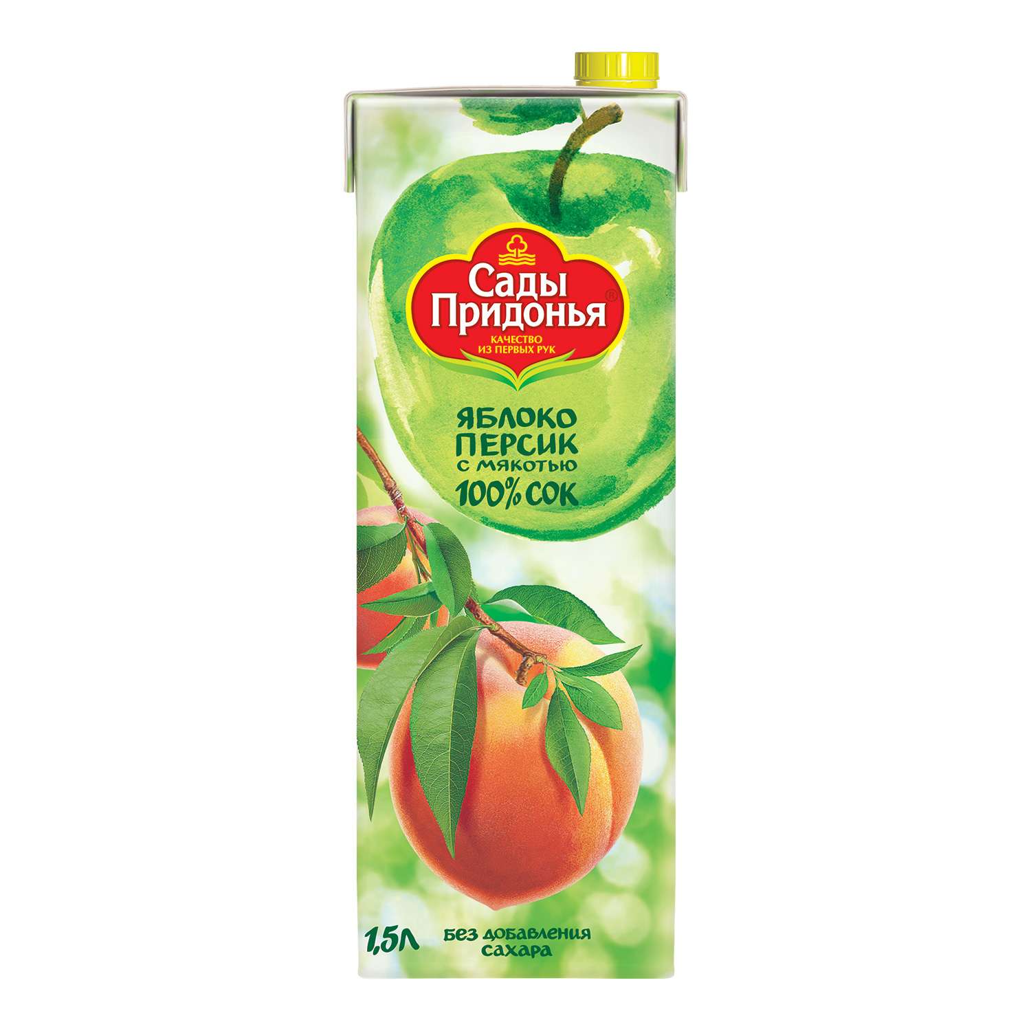 Сок Сады Придонья яблоко-персик с мякотью восстановленный 1.5л - фото 1