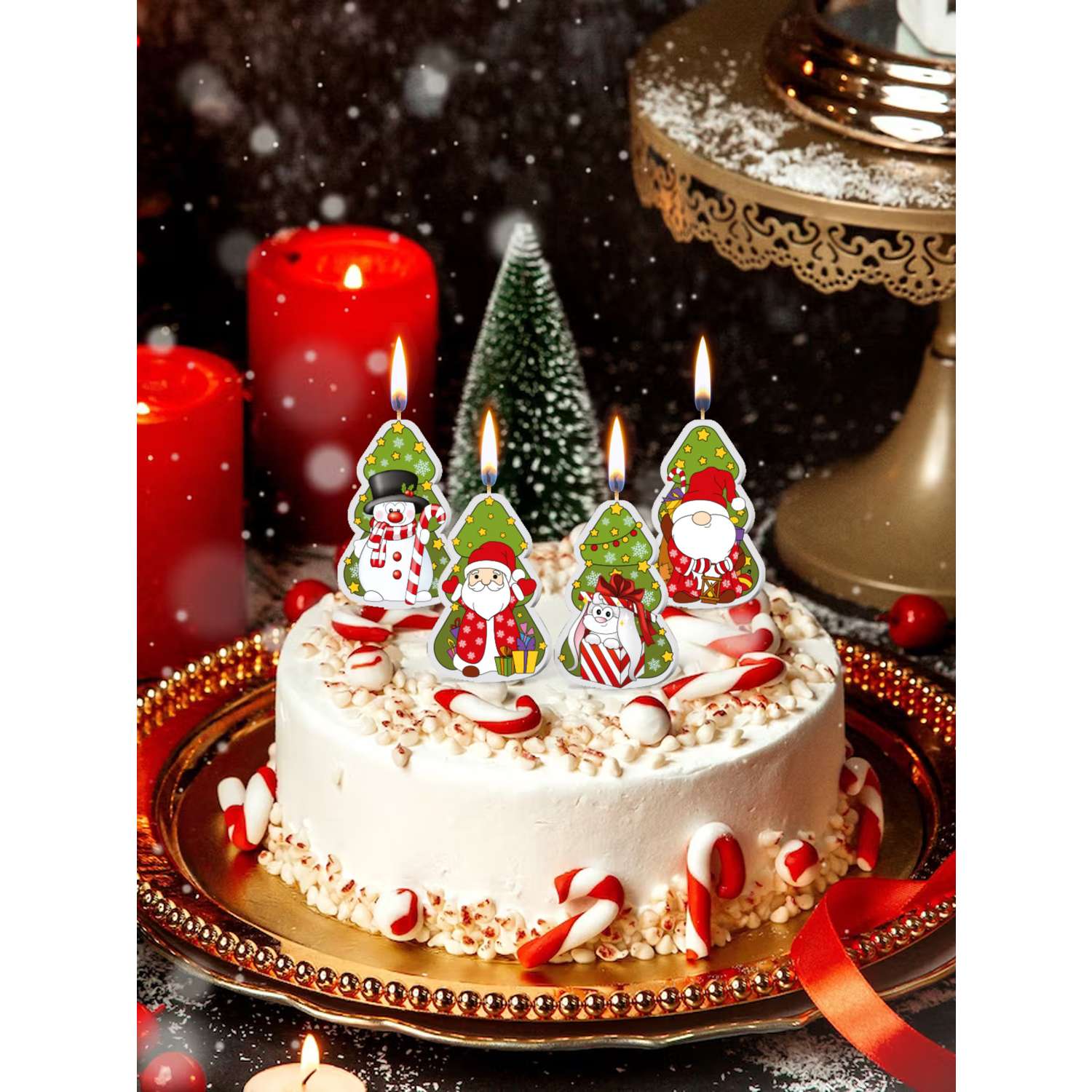 Новогодний декор PrioritY Свечи для торта Дед Мороз 1 шт - фото 2