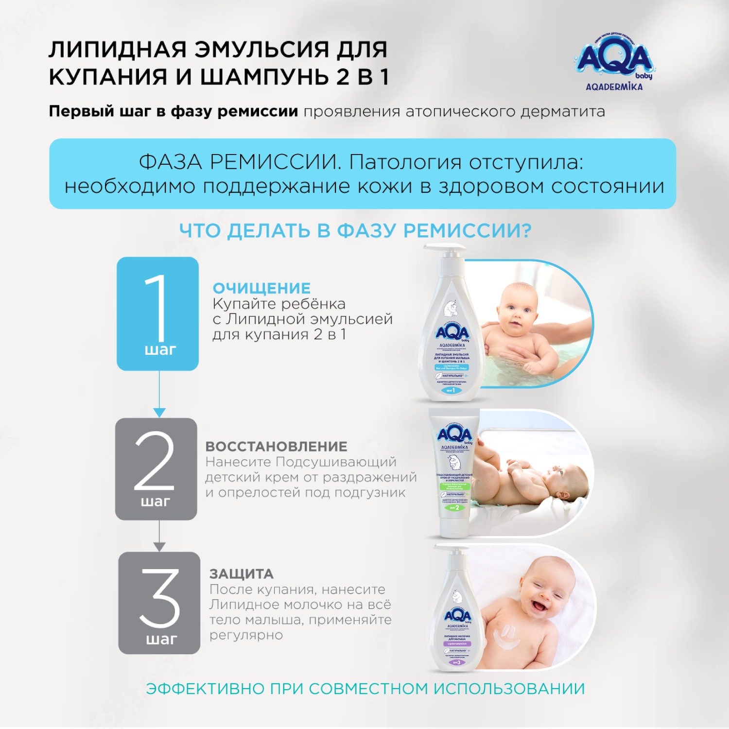 Шампунь-эмульсия Aqa dermika 2в1 липидная 250мл с 0месяцев - фото 3