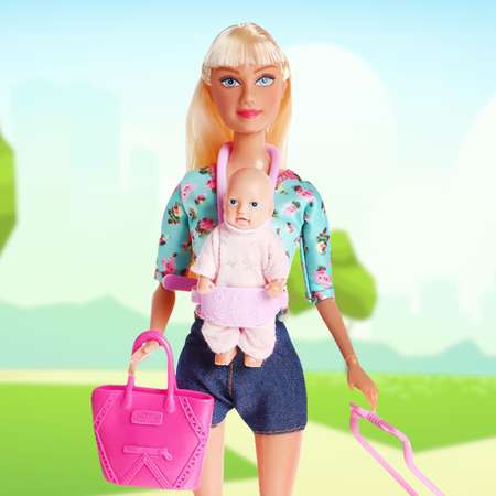 Кукла-модель Defa Lucy «Молодая мама» с пупсом с аксессуарами цвет бирюзовый