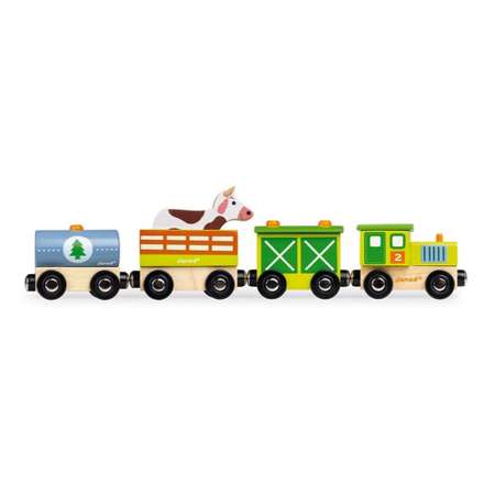 Поезд на магнитах Janod Ферма с деревянными фигурками J08578