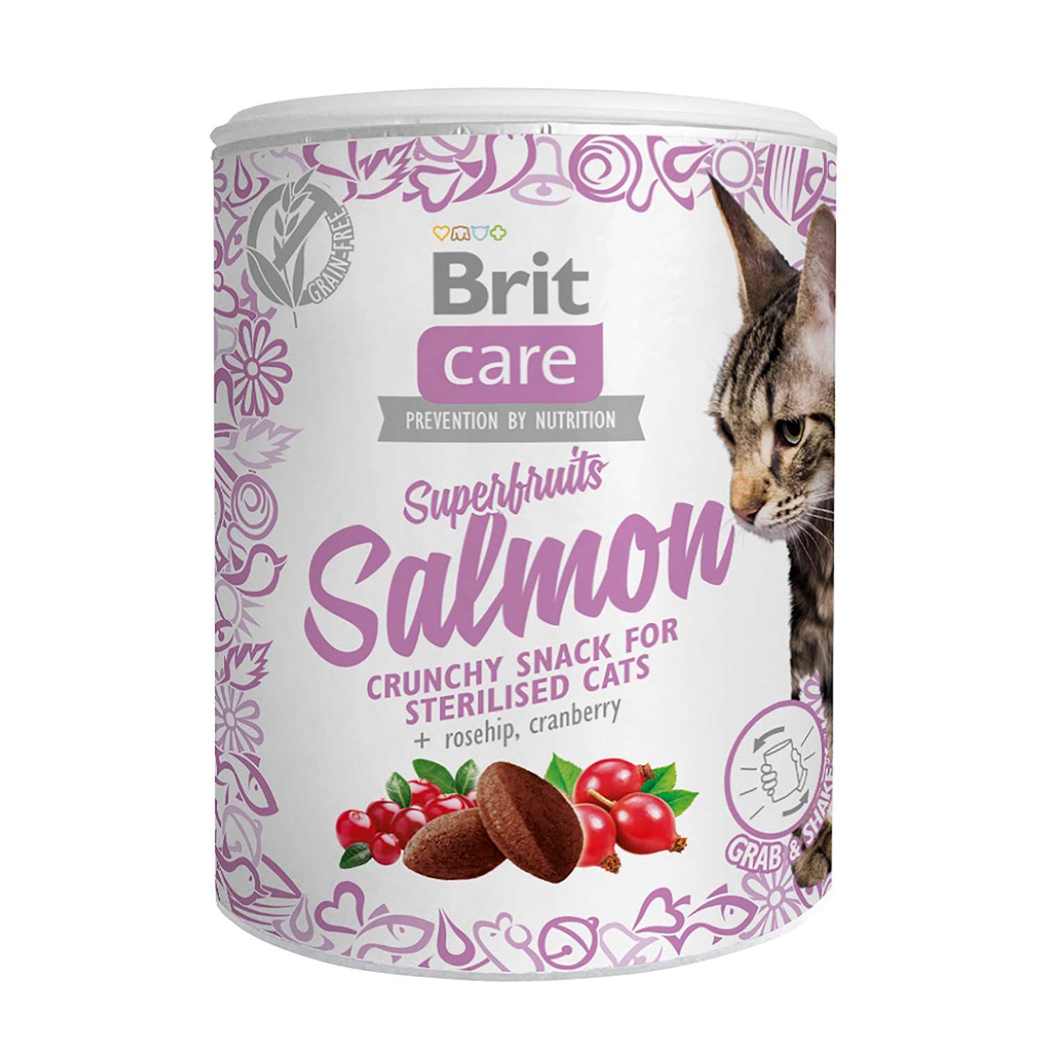 Лакомство для кошек Brit Care Super Fruits стерилизованных Лосось 100г - фото 1