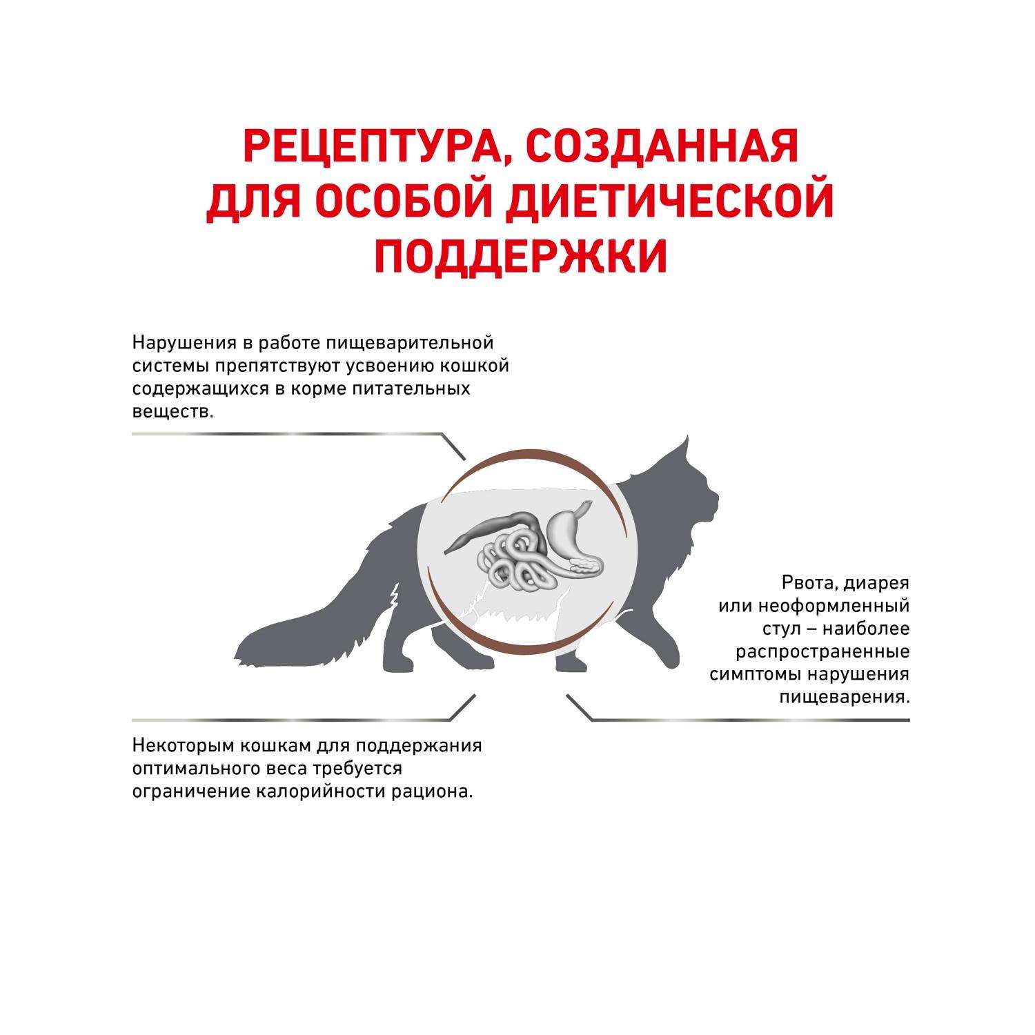 Корм для кошек ROYAL CANIN Gastro Intestinal Moderate Calorie GI-35 диета при нарушении пищеварения с умеренным содержанием энергии 0.4кг - фото 2