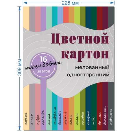 Цветной картон BimBiMon 16 листов в конверте А4