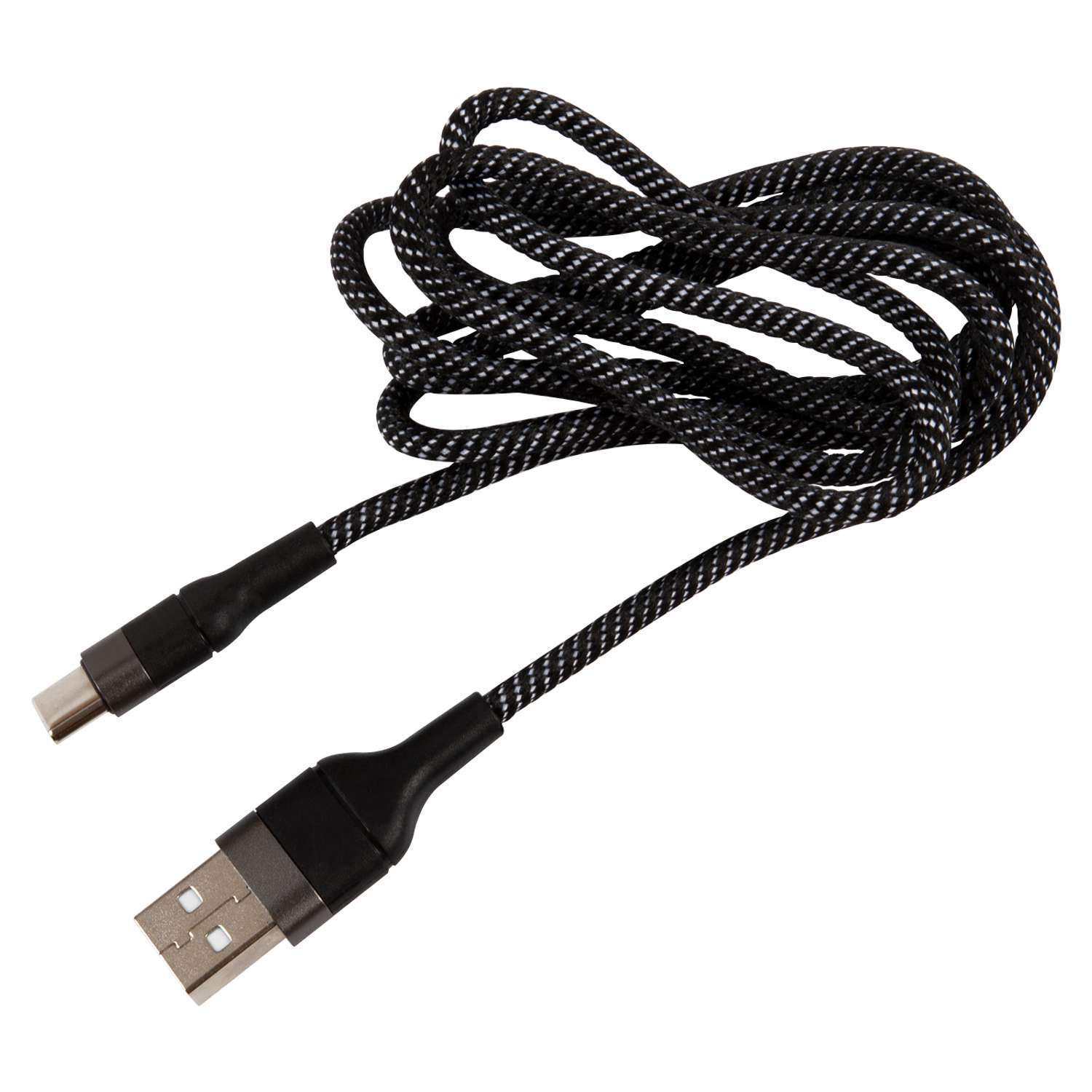 Дата-Кабель UNBROKE USB - Type-C 1.2 метра нейлоновая оплетка до 3A черно-серый - фото 1