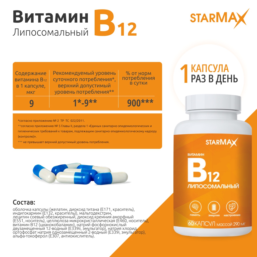 БАД VECTOR-MEDICA Витамины В12 липосомальные 290 мг №60 капс. - фото 8