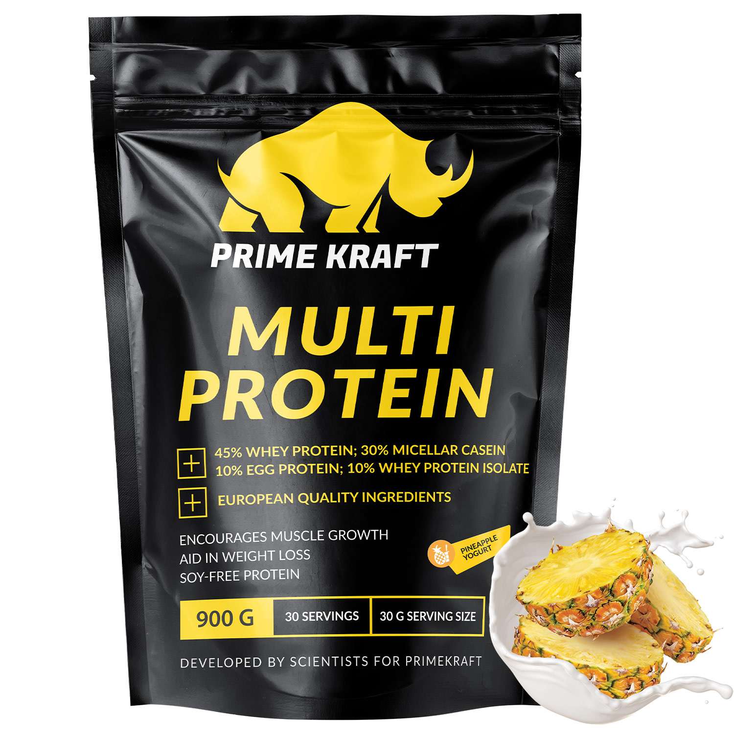 Протеин Prime Kraft Multi Protein комплексный ананасовый йогурт 900г - фото 1