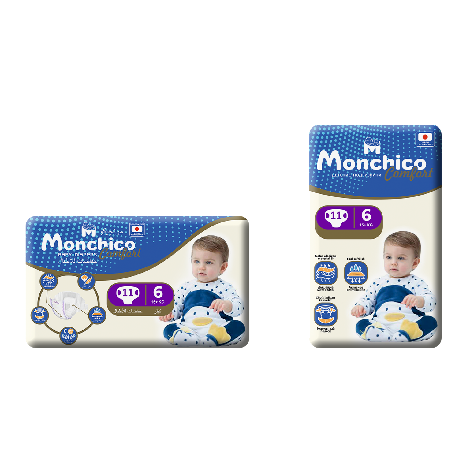 Детские подгузники Monchico Comfort +15 кг 1 упаковка - фото 1