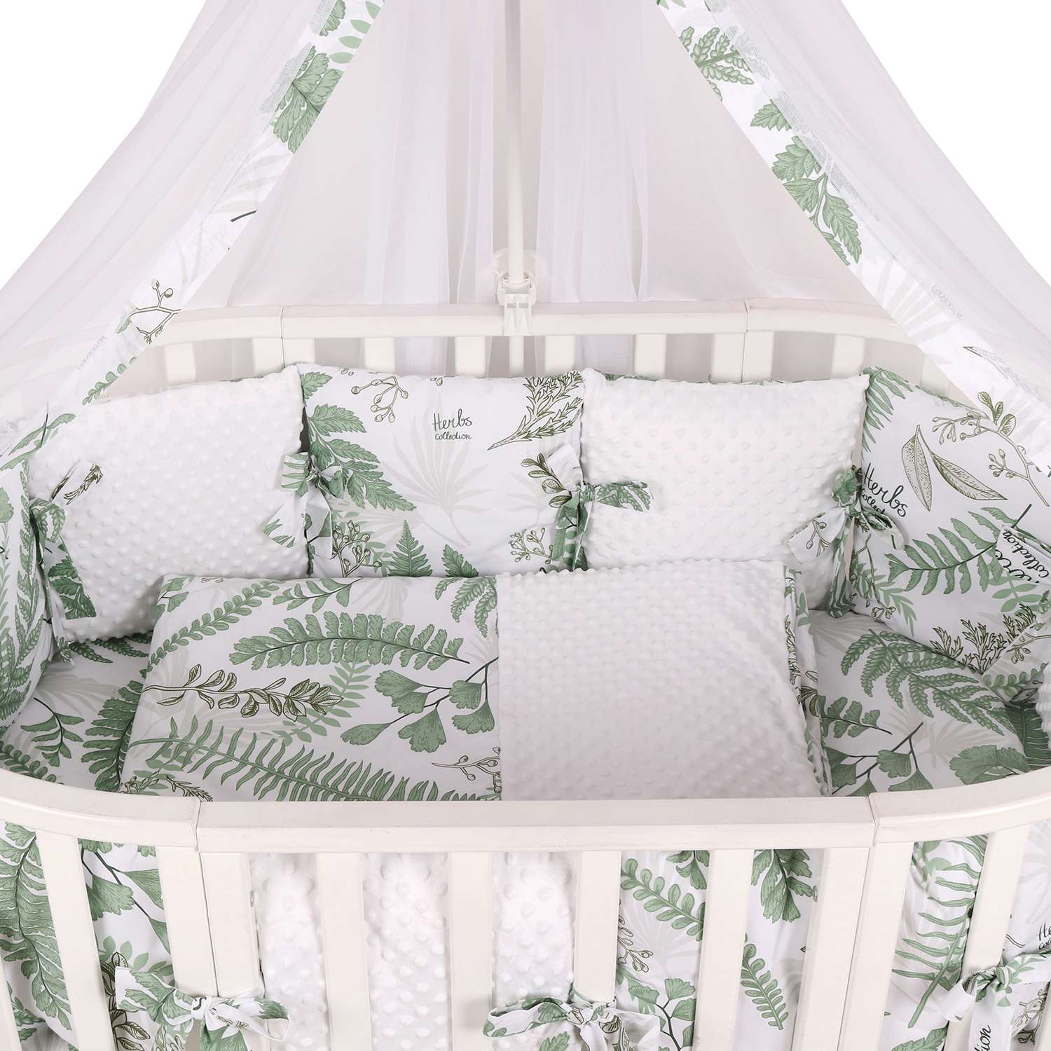 Комплект постельного белья Amarobaby Exclusive Soft Collection Папоротники 4предмета Зеленый-Белый - фото 5