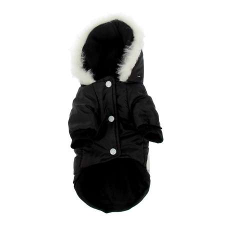 Куртка для собак Sima-Land с капюшоном и мехом размер S черная