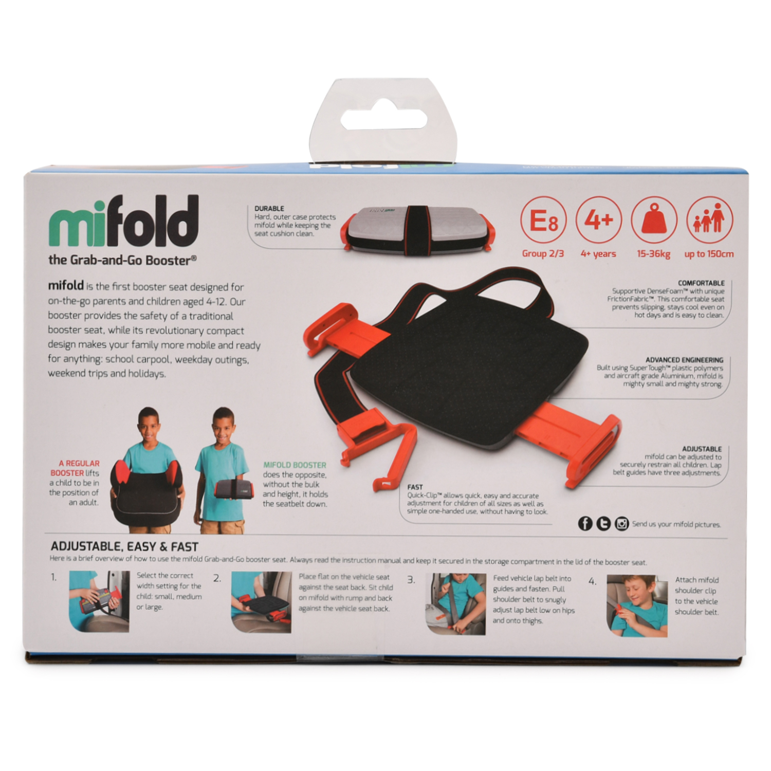 Бустер Mifold Grab-and-Go Booster seat/Denim Blue синий - фото 6