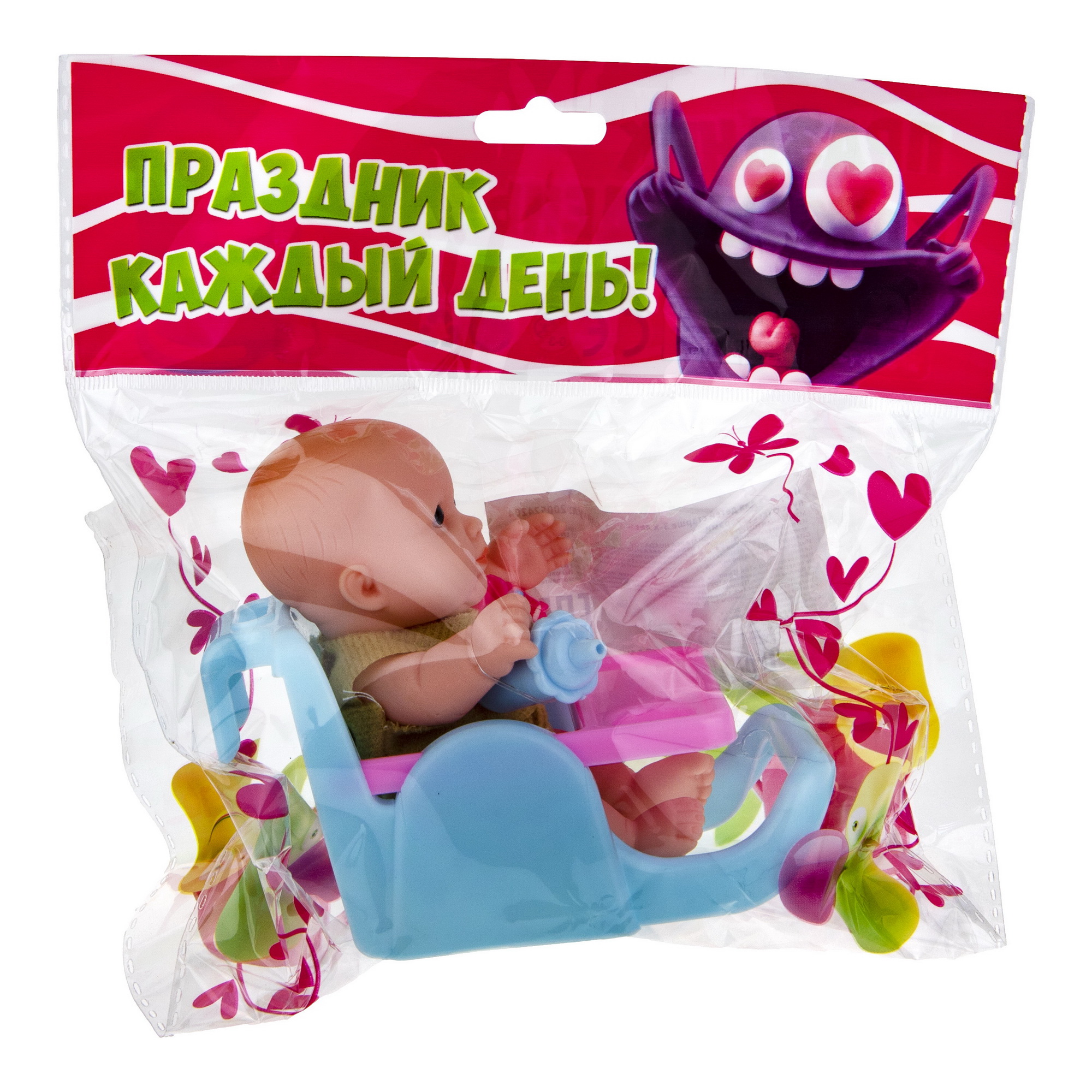 Игровой набор 1TOY Пупс в стульчике с аксессуарами 200524204 - фото 4