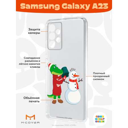Силиконовый чехол Mcover для смартфона Samsung A23 Союзмультфильм Крокодил Гена и снеговик