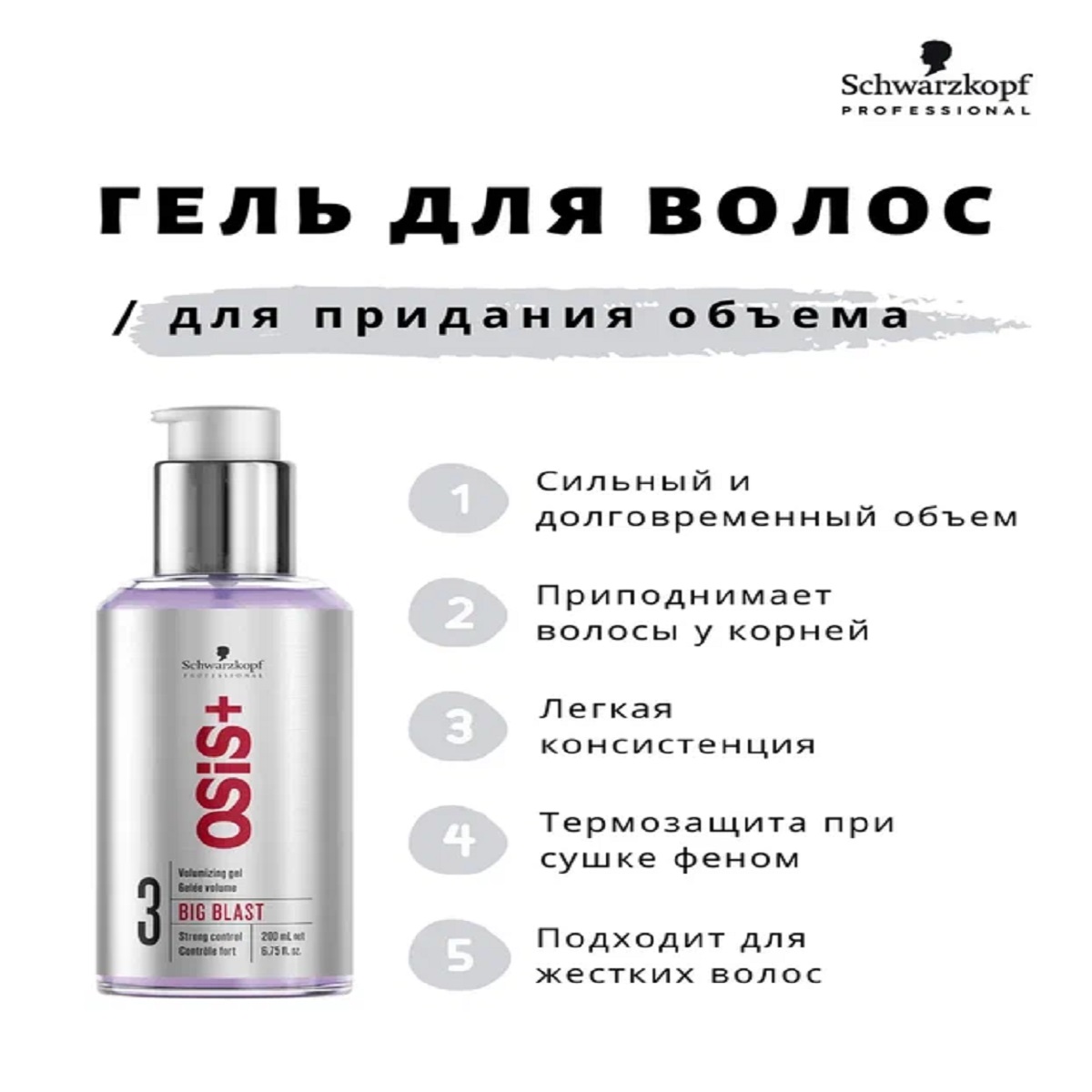 Гель Schwarzkopf Professional OSIS+ сильной фиксации для объема big blast 200 мл - фото 2