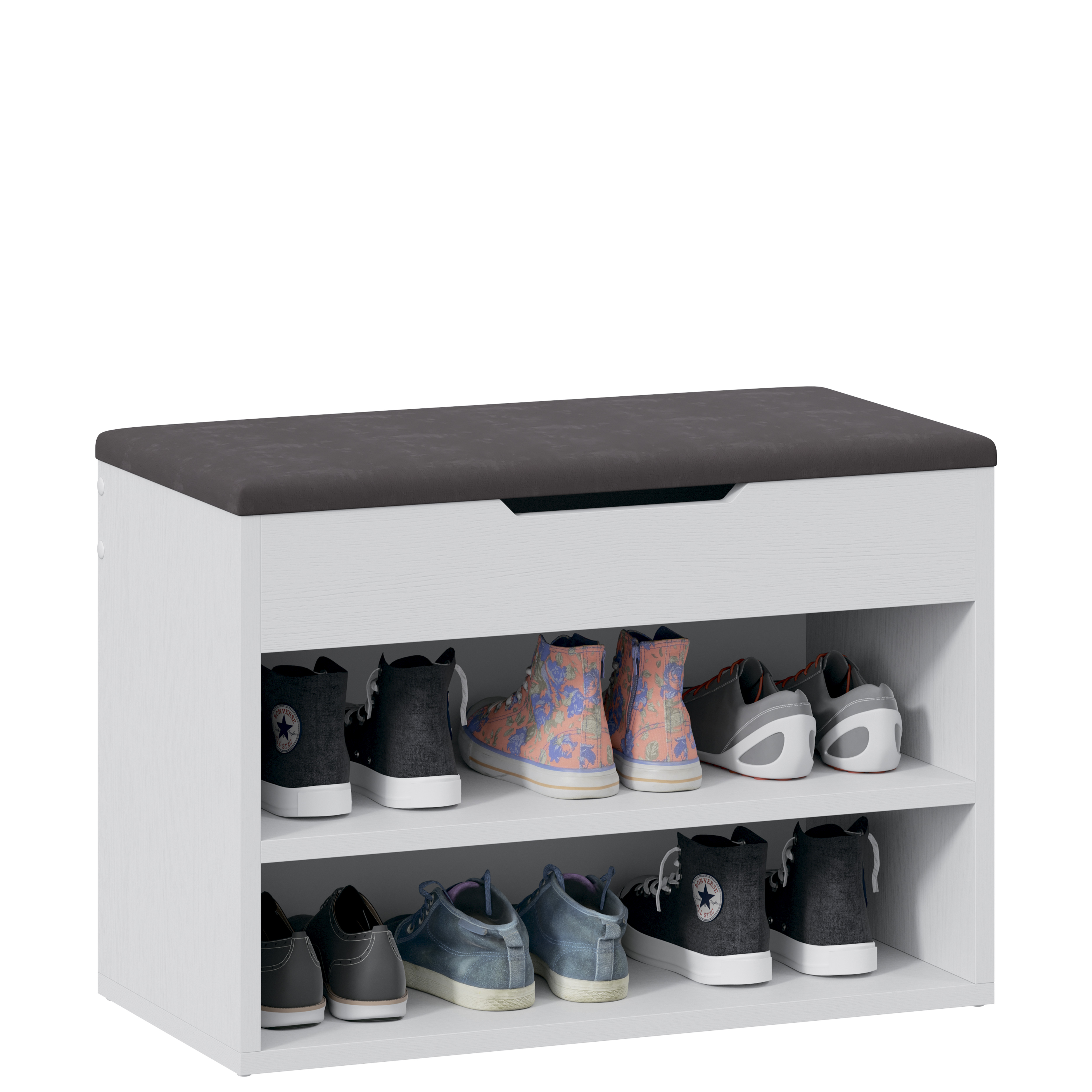 Тумба для обуви тип 11 Мебель ТриЯ белый ясень/велюр серый - фото 1
