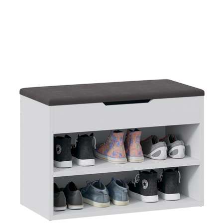 Тумба для обуви тип 11 Мебель ТриЯ белый ясень/велюр серый