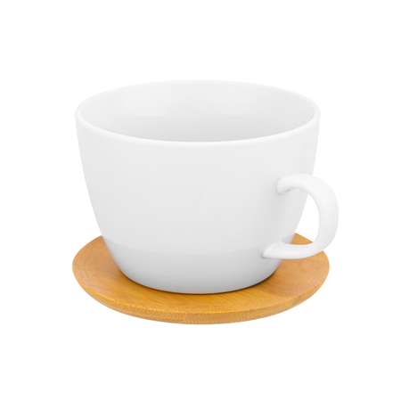 Чашка Elan Gallery для капучино и кофе латте 500 мл Снежная королева с деревянной подставкой