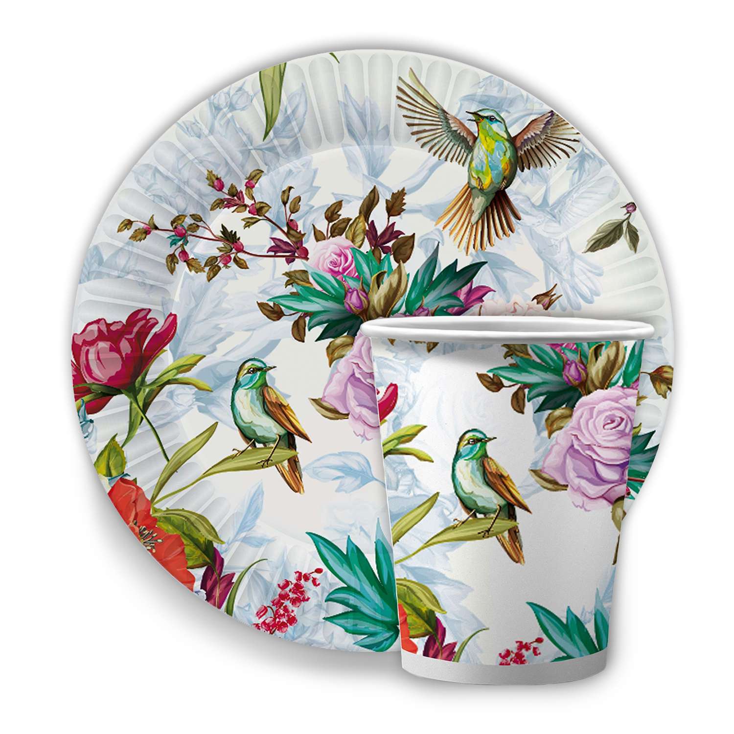 Набор одноразовой посуды ND PLAY Птицы и цветы 303499 - фото 2