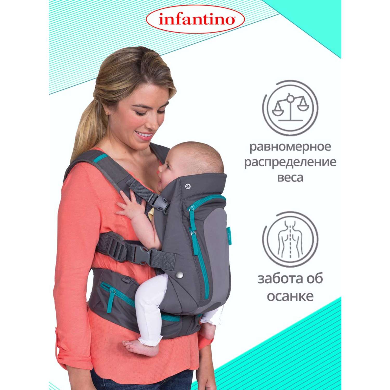 Рюкзак-кенгуру Infantino для малыша с карманами - фото 3