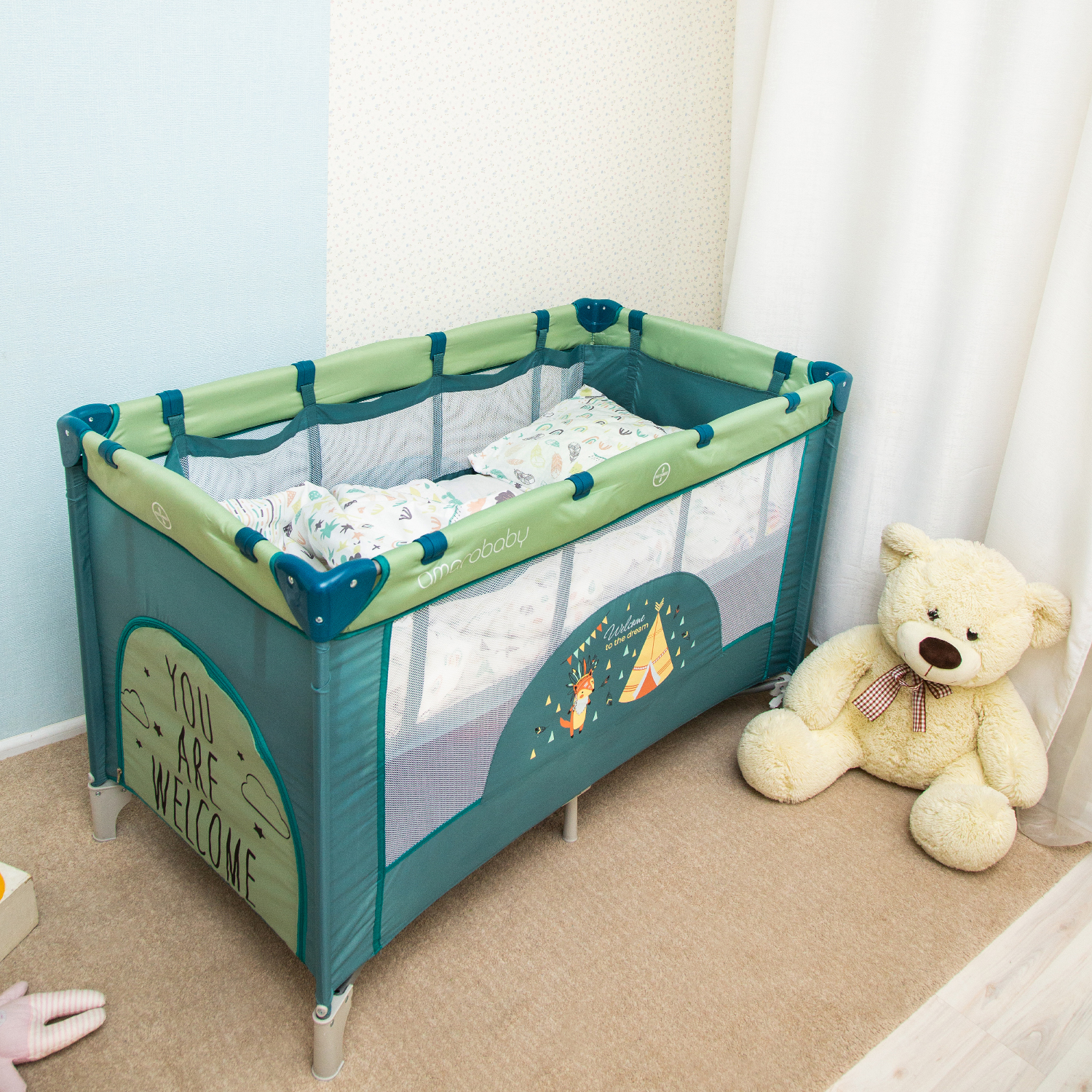 Манеж-кровать Amarobaby Multiform Hello Bear Серый AMARO-26MHB-Se - фото 16