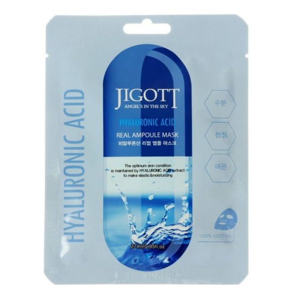 Набор тканевых масок для лица Jigott HYALURONIC ACID REAL AMPOULE MASK - 4 шт - фото 1