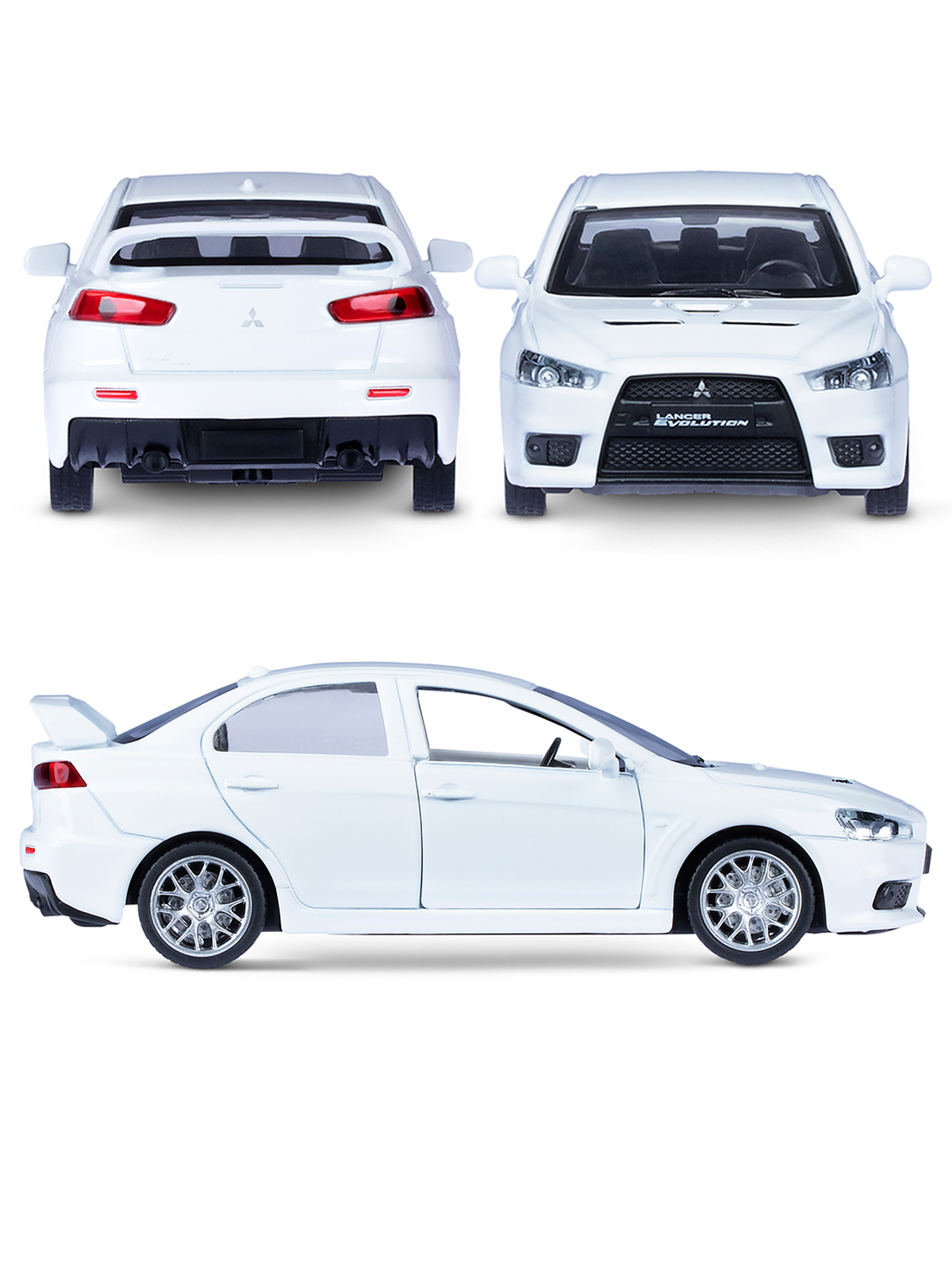 Автомобиль АВТОпанорама Mitsubishi Lancer Evolution 1:41 белый JB1251259 - фото 4