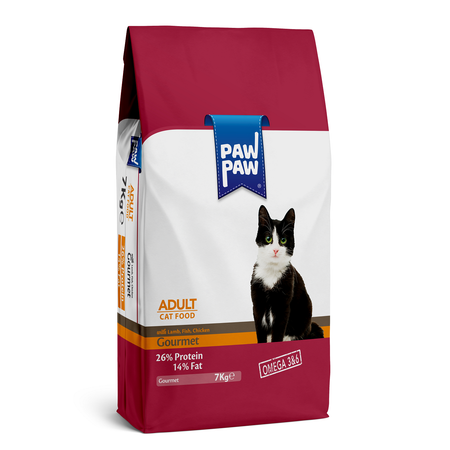 Корм для кошек Paw paw 7кг Adult Cat Food Gourmet сухой