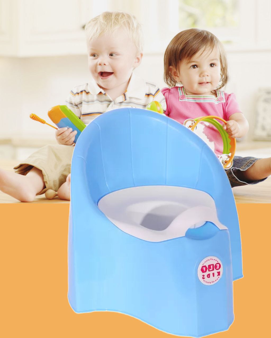 Горшок детский пластиковый elfplast со съемной емкостью цвет-голубой. - фото 3