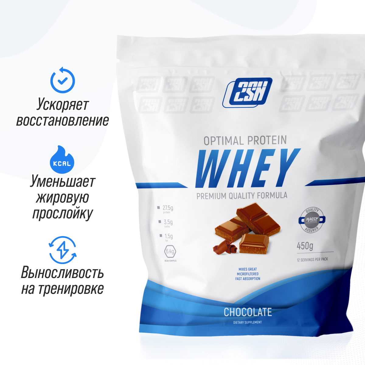 Протеин сывороточный 2SN Whey Protein 12 порций 450 г Шоколад - фото 1